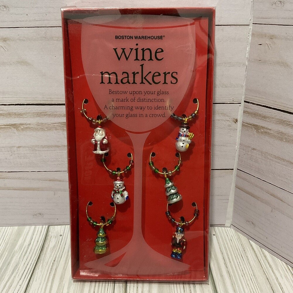 Boston Warehouse Heirloom Ornaments Christmas Wine Glass Charms Drink Markers